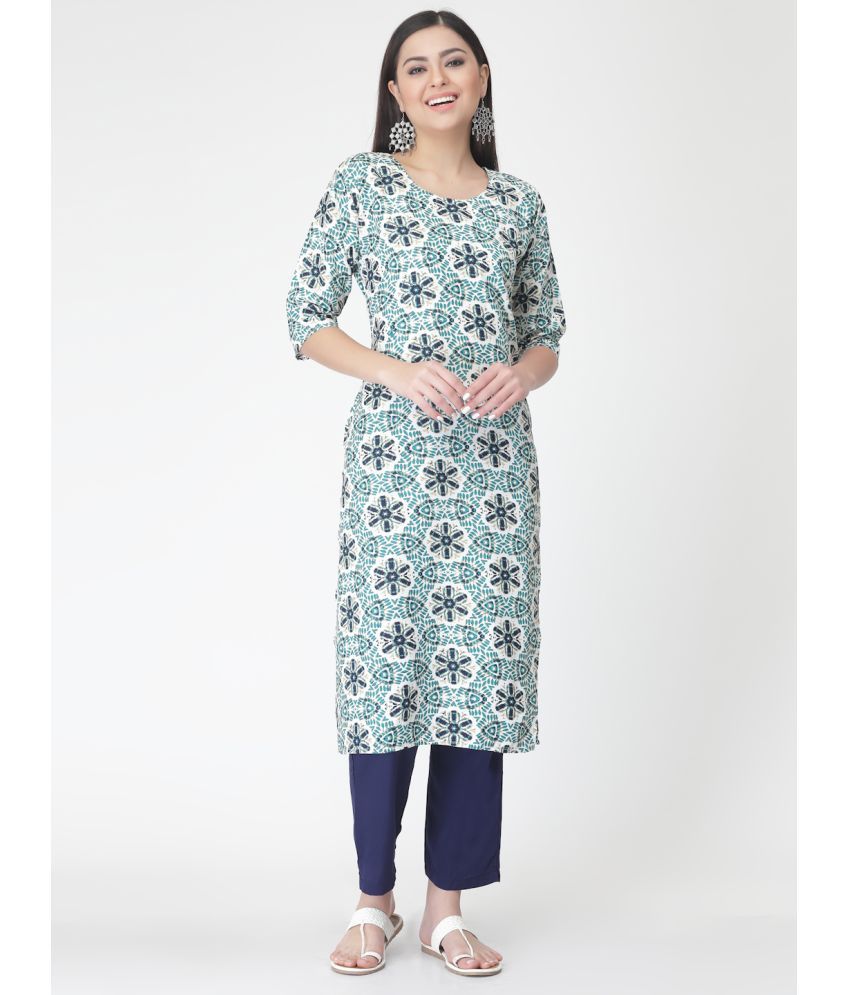     			Etnicbasket - Navy Blue Crepe Women's Straight Kurti ( Pack of 1 )