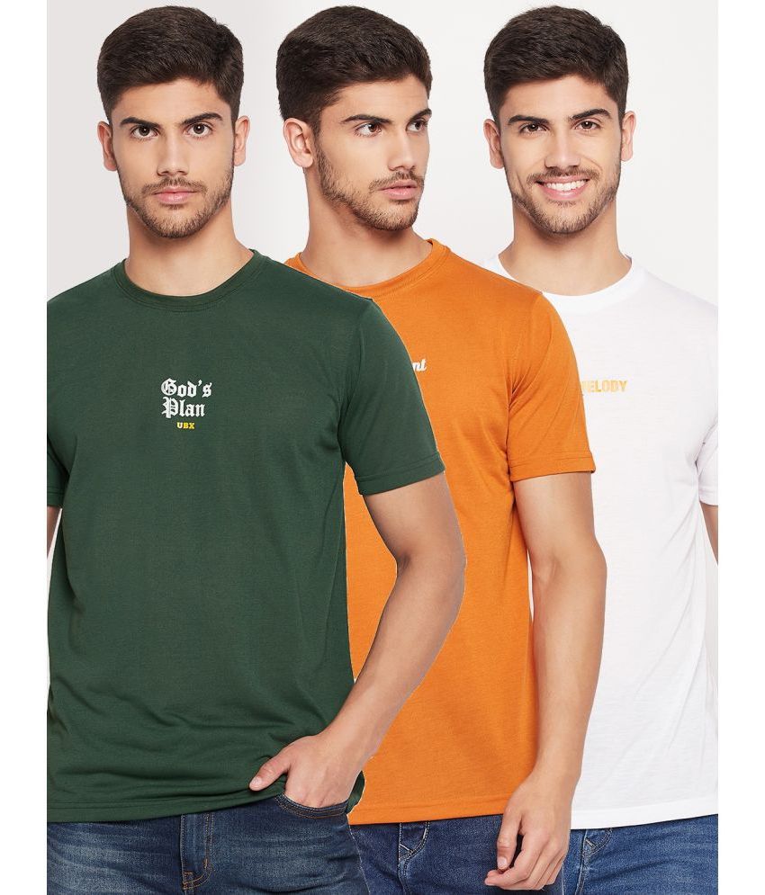     			UBX - Orange Cotton Blend Regular Fit Men's T-Shirt ( Pack of 3 )