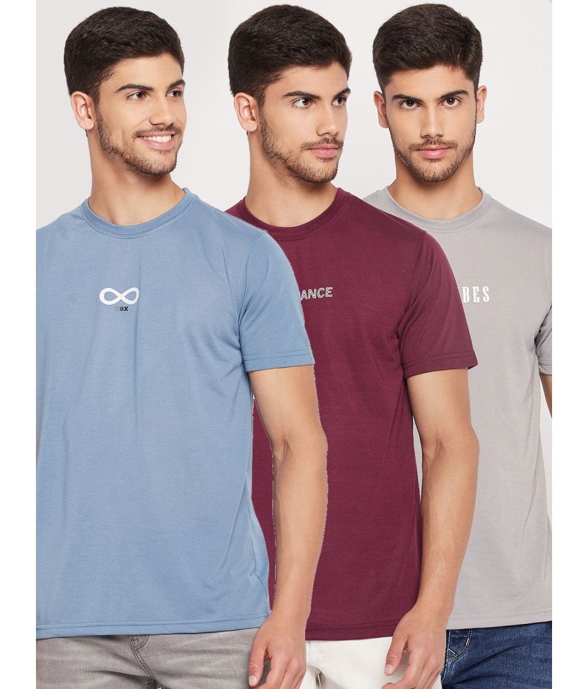     			UBX - Wine Cotton Blend Regular Fit Men's T-Shirt ( Pack of 3 )
