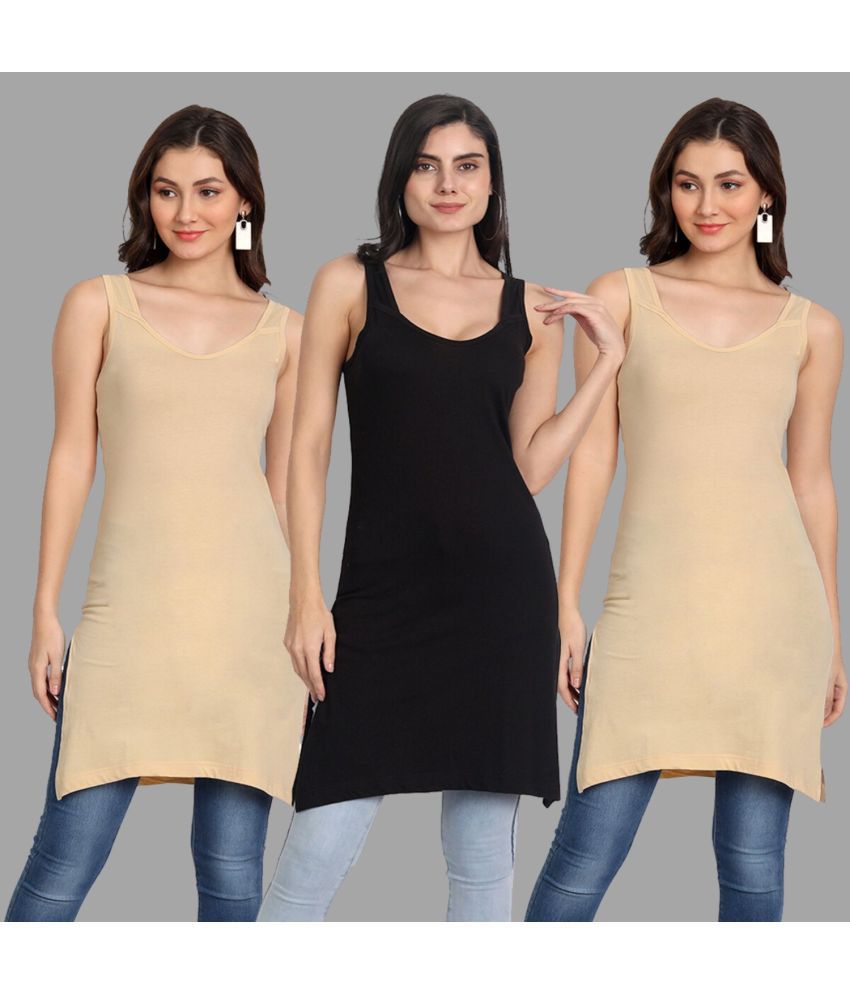     			AIMLY Cotton Tanks - Beige Pack of 3