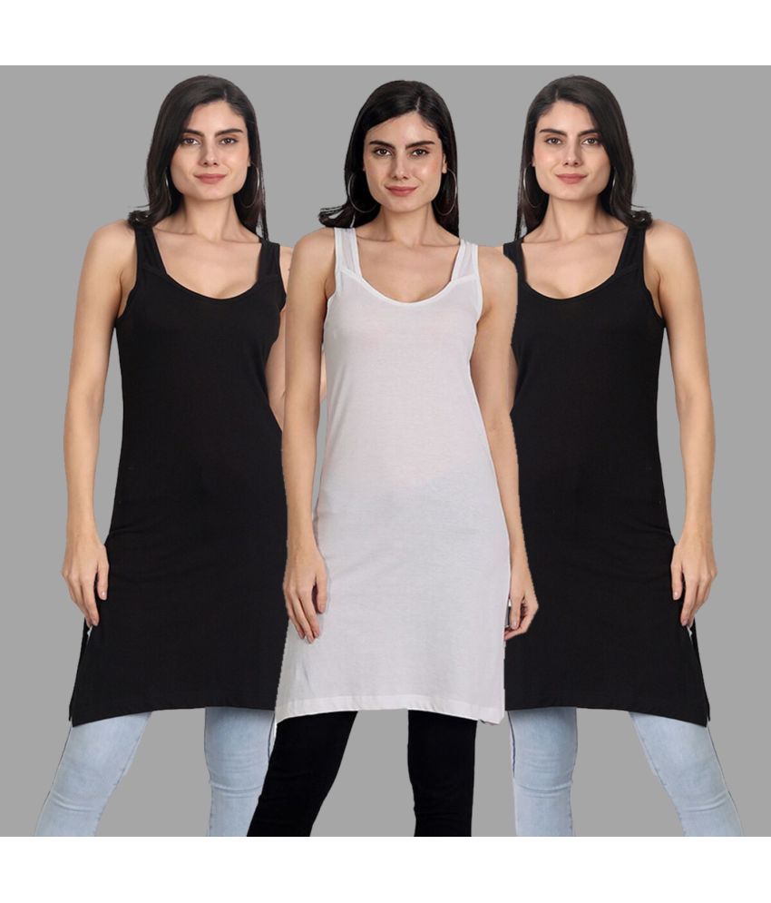     			AIMLY Cotton Tanks - Black Pack of 3