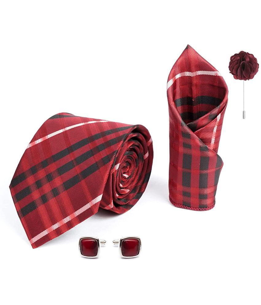     			Axlon Red Checks Silk Necktie