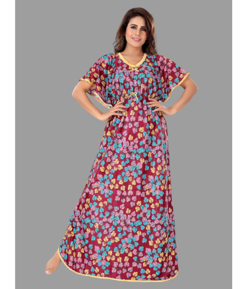     			BAILEY SELLS - Brown Satin Women's Nightwear Kaftan Night Dress ( Pack of 1 )