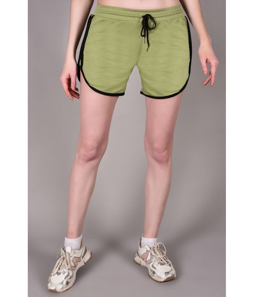     			Fabric Falcon Green Polyester Lycra Solid Shorts - Single