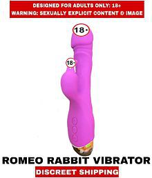 FEMALE ADULT SEX TOYS ROMEO SMOOTH SILCON RABBIT RECHARGEABLE VIBRATOR For Women
