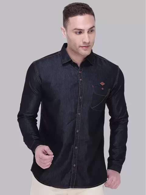 Hangup - Blue Denim Regular Fit Men's Casual Shirt ( Pack of 1 ) - Buy  Hangup - Blue Denim Regular Fit Men's Casual Shirt ( Pack of 1 ) Online at  Best Prices in India on Snapdeal