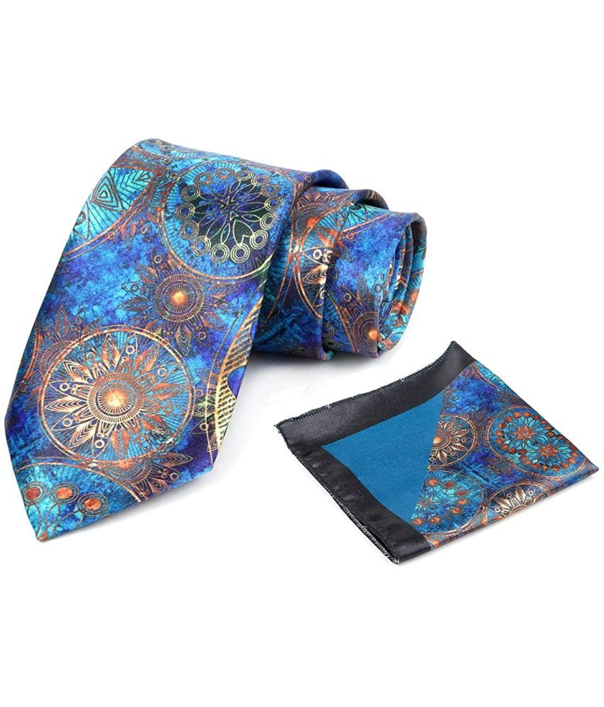     			Axlon Blue Printed Silk Necktie