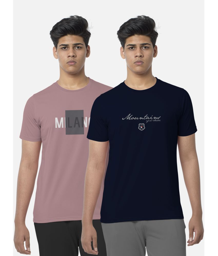     			BULLMER - Pink Cotton Blend Regular Fit Men's T-Shirt ( Pack of 2 )