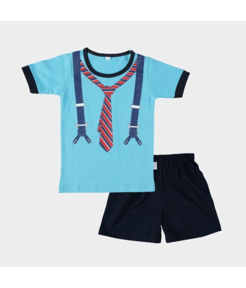     			CATCUB - Blue Cotton Unisex T-Shirt & Shorts ( Pack of 1 )