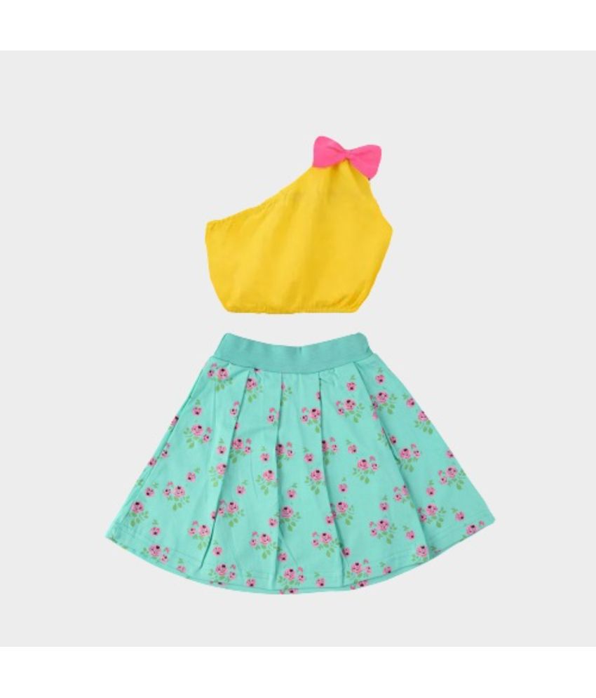     			CATCUB - Yellow Cotton Girls Top With Skirt ( Pack of 1 )