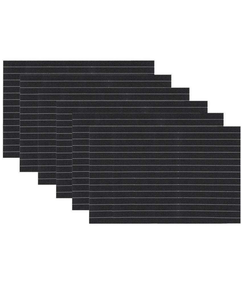     			HOKIPO PVC Horizontal Striped Rectangle Table Mats 45 cm 30 cm Pack of 6 - Black