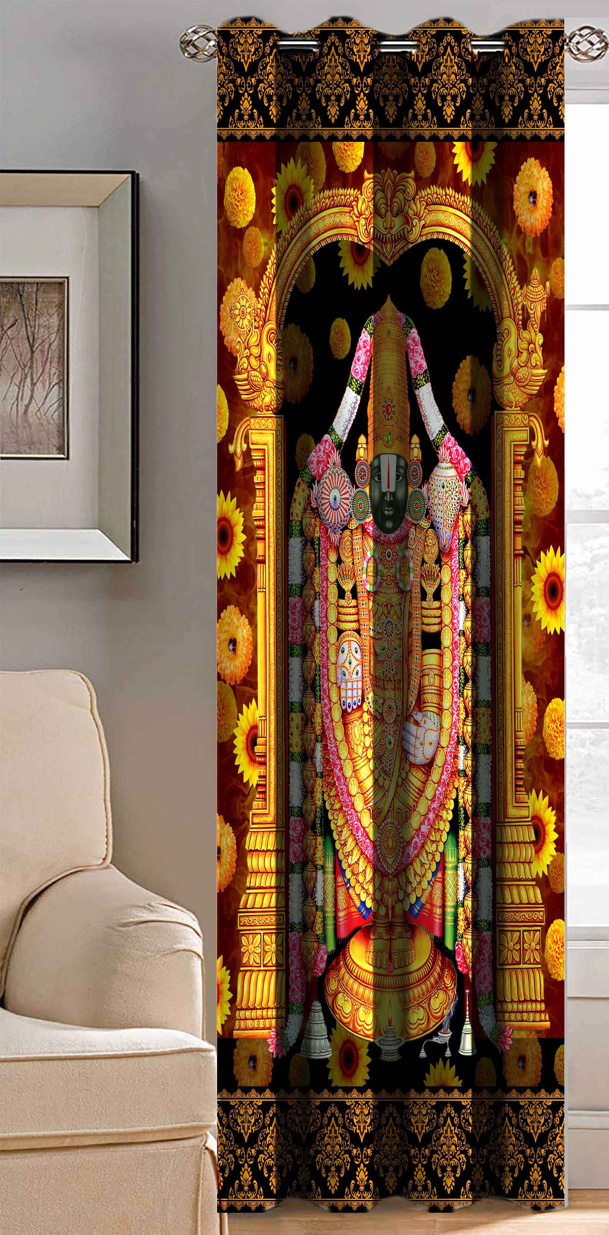     			HOMETALES Ethnic Room Darkening Eyelet Curtain 7 ft ( Pack of 1 ) - Multicolor