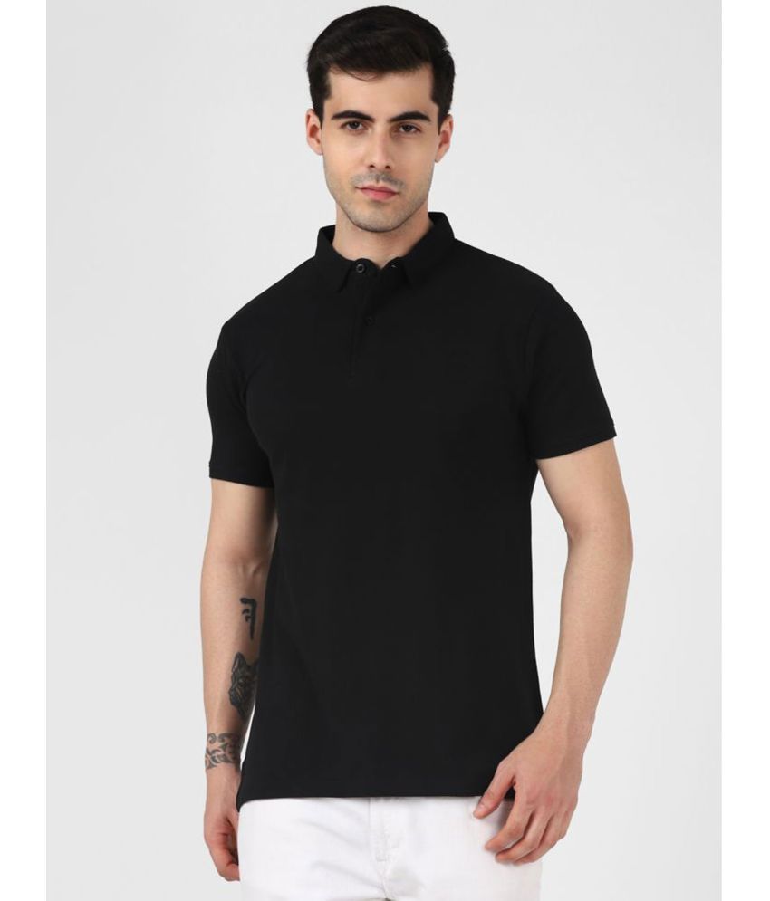     			Heathex - Black Polyester Regular Fit Men's Polo T Shirt ( Pack of 1 )