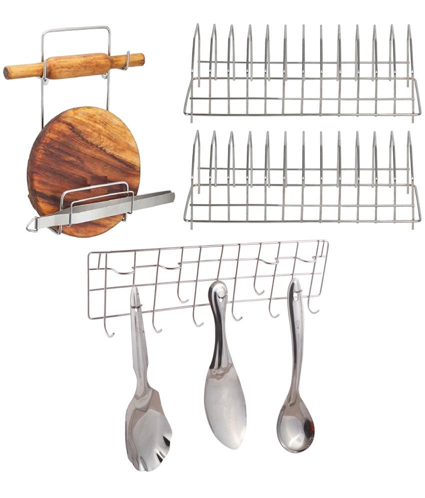     			JISUN - Silver Stainless Steel Dish Racks ( Pack of 4 )