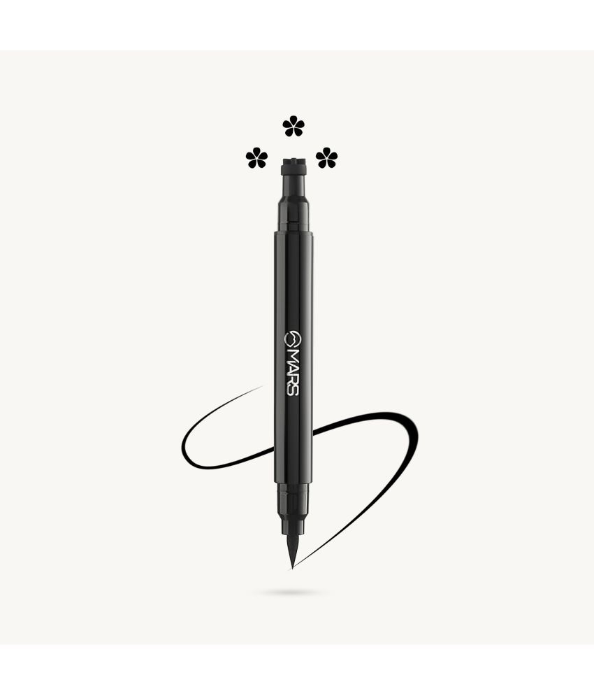     			MARS 2 IN 1 Eyeliner With Flower Stamp Smudge Proof and Long Lasting 7.5 ml (Jet Black)
