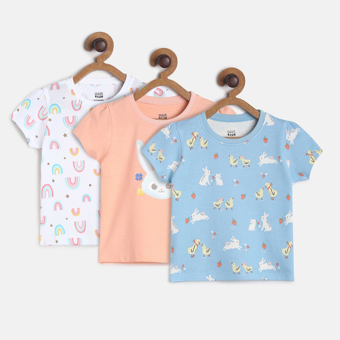     			MINI KLUB Pack of 3 Baby Girls Cotton Top ( Multi )