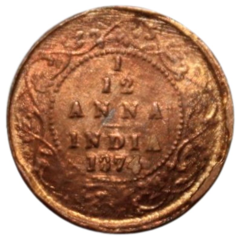     			PRIDE INDIA - 1/12 Anna (1874) Victoria Queen 1 Numismatic Coins
