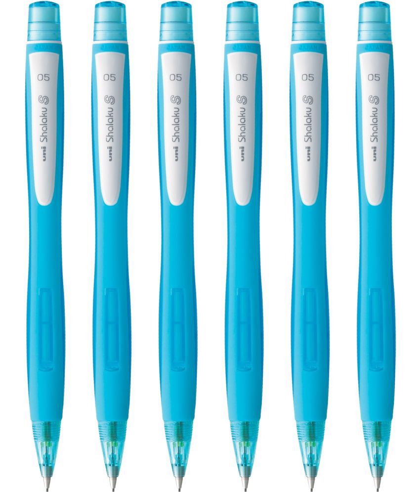     			Uni-Ball Shalaku M7-228 0.7Mm Built In Eraser (Blue Body) Mechanical Pencil (Pack Of 6, Blue)