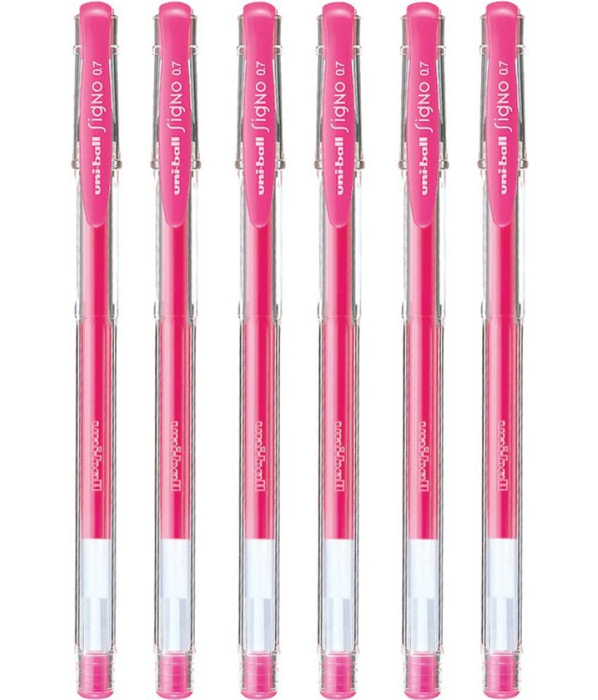     			Uni Ball Signo Um100 0.7Mm Pink Gel Pen (Pack Of 6, Pink)