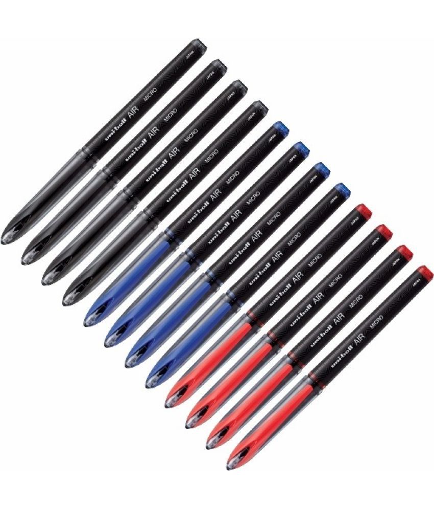     			Uni Ball Roller Pen Roller Ball Pen (Pack Of 12, Black, Blue, Red)