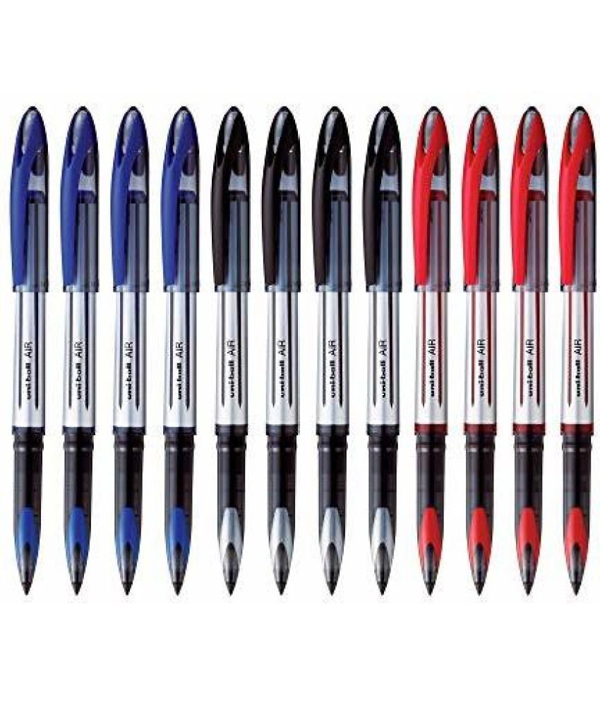     			Uni-Ball Air Uba188L 0.7Mm Black Blue Red Roller Ball Pen (Pack Of 12, Black, Blue, Red)