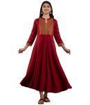 MF Hayat - Maroon Rayon Women's Anarkali Kurti ( Pack of 1 )