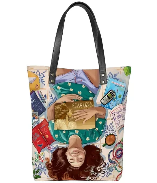 Printed Soft Cloth Bag with One Big and One Small Zipped Pocket