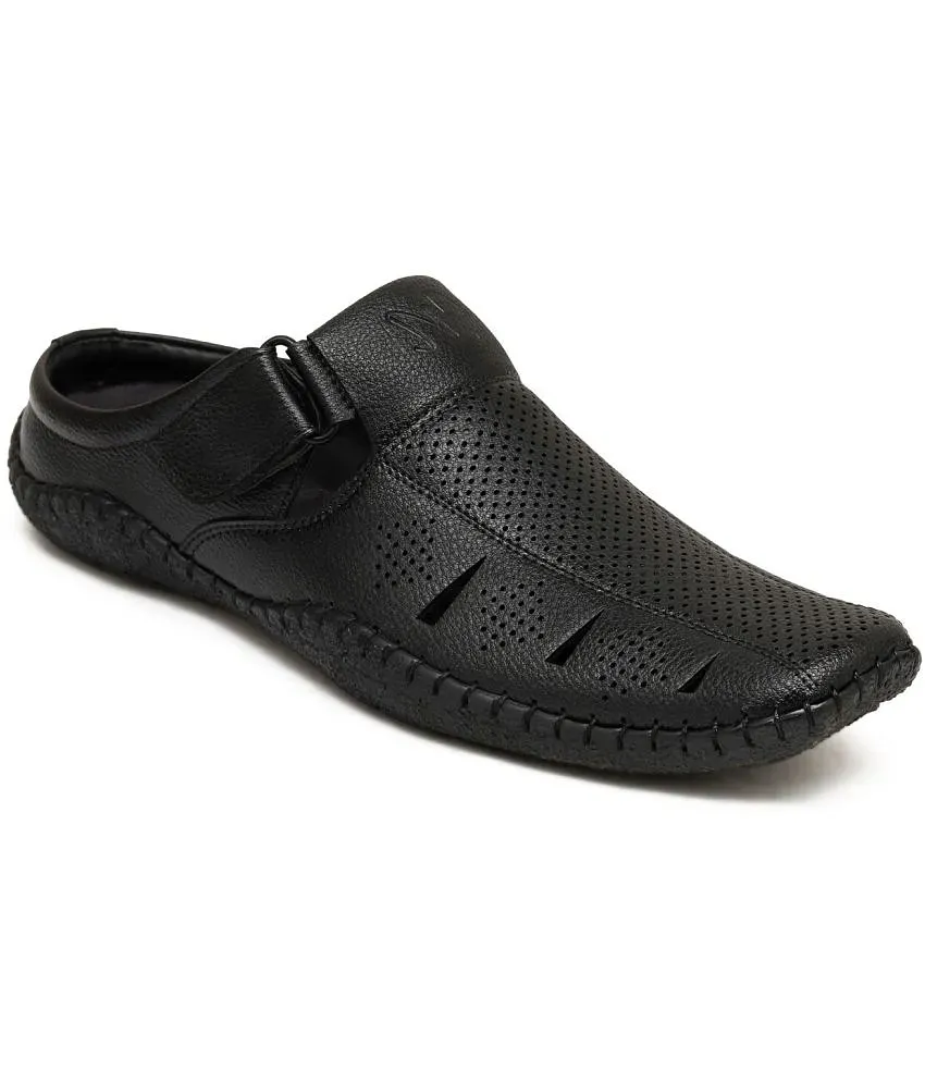 Buy Zoom Mens Sandal Online Genuine Leather Sandal D-1204-Black Sandal -10  at Amazon.in