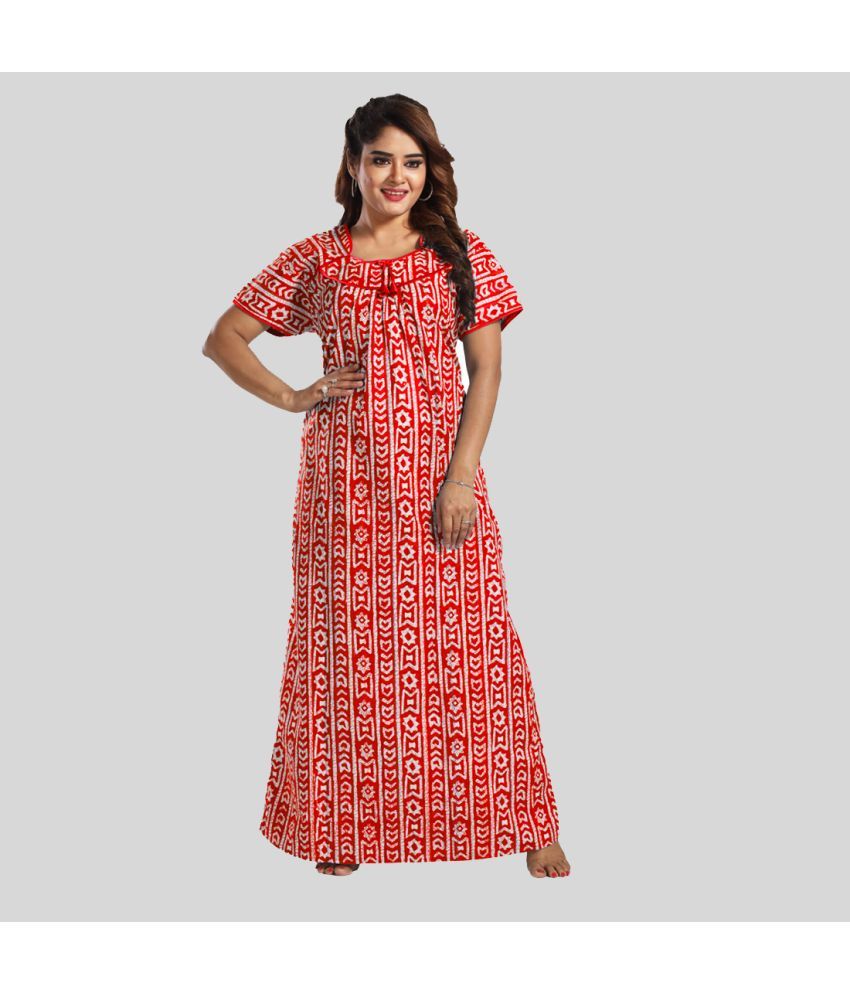     			Gutthi - Red Cotton Women's Nightwear Nighty & Night Gowns ( Pack of 1 )