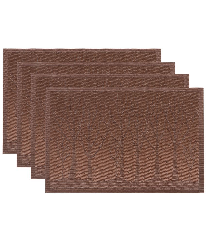     			HOKIPO PVC Floral Rectangle Table Mats 45 cm 30 cm Pack of 4 - Brown