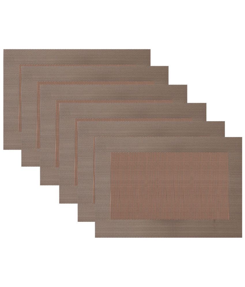     			HOKIPO PVC Textured Rectangle Table Mats 45 cm 30 cm Pack of 6 - Brown