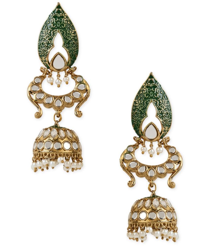     			I Jewels - Green Danglers Earrings ( Pack Of 1 )