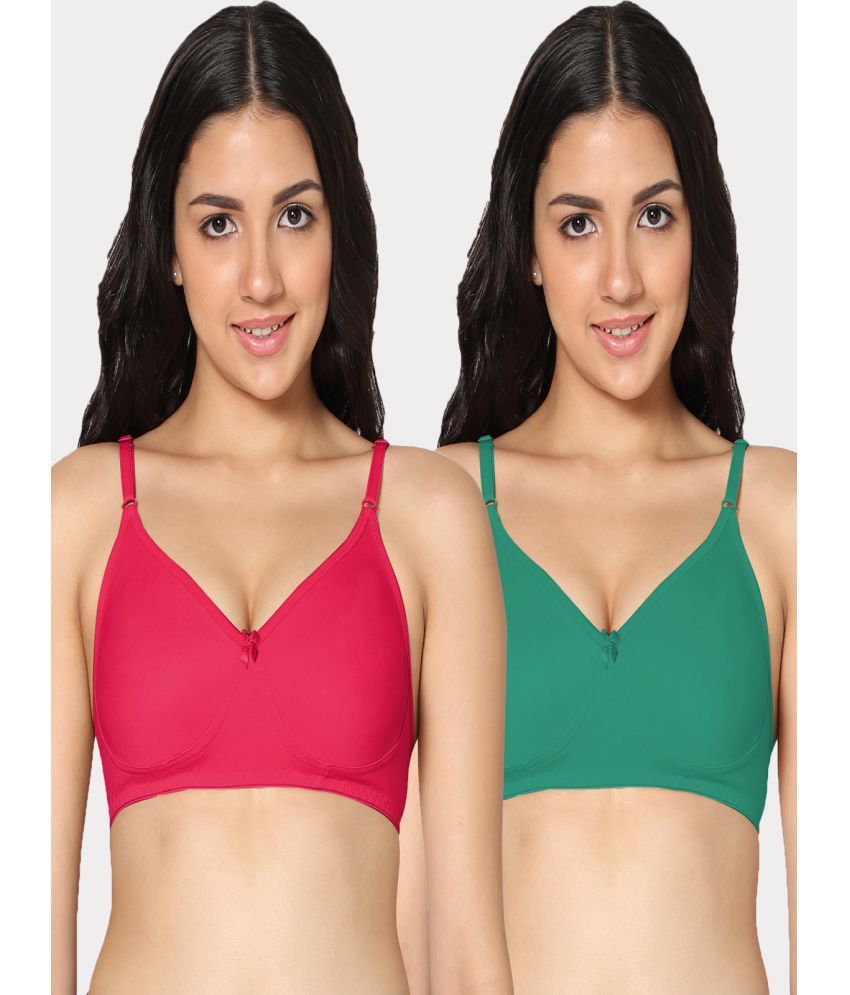     			IN CARE LINGERIE Pack of 2 Cotton Non Padded Women's Everyday Bra ( Multicolor )