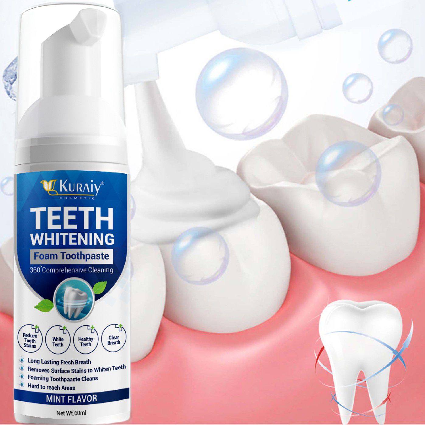     			Kuraiy New Teeth Whitening Essence Powder Clean Oral Hygien Fresh Breath Oral Hygiene Dental Tools