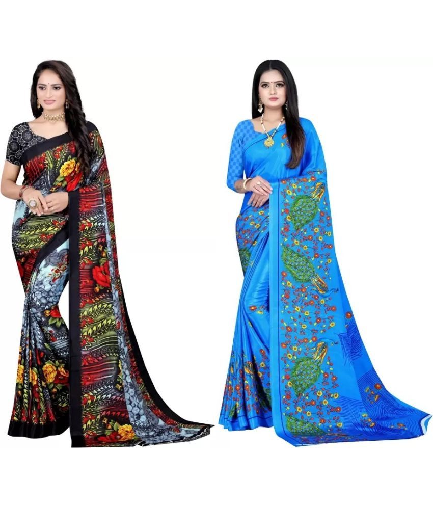     			LEELAVATI - Multicolor Crepe Saree With Blouse Piece ( Pack of 2 )