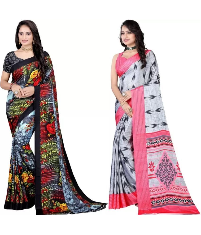     			LEELAVATI - Multicolor Crepe Saree With Blouse Piece ( Pack of 2 )