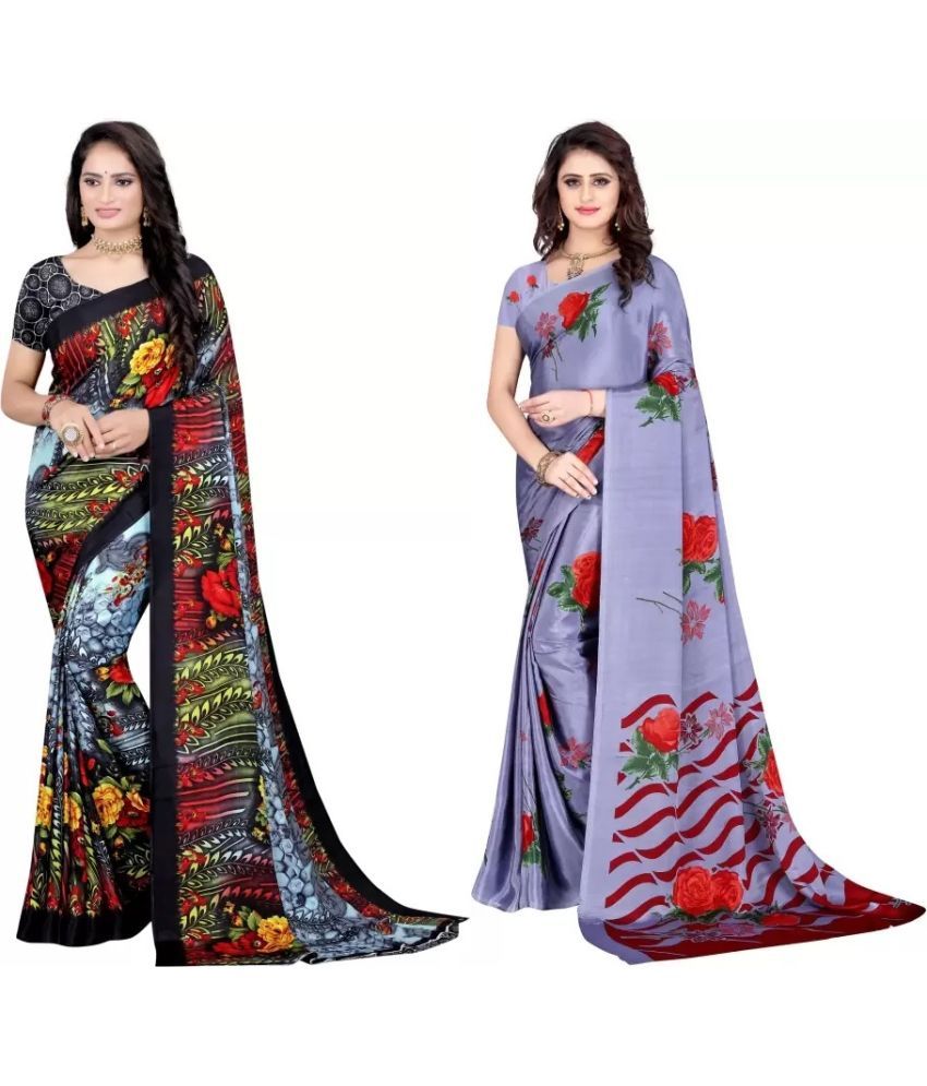     			LEELAVATI - Multicolor Crepe Saree With Blouse Piece ( Pack of 2 )