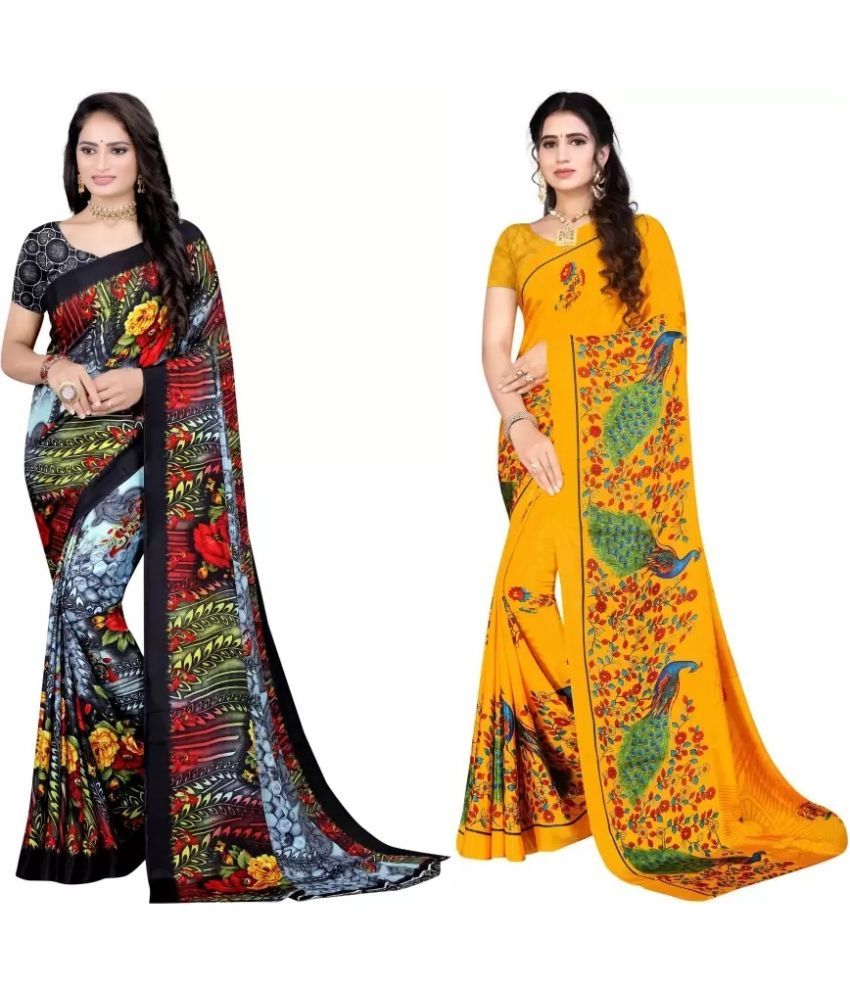     			LEELAVATI - Multicolor Crepe Saree With Blouse Piece ( Pack of 2 )