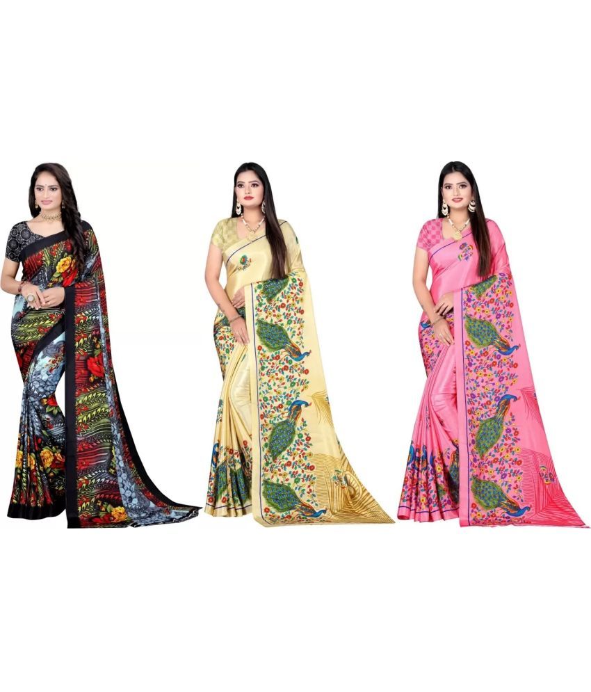     			LEELAVATI - Multicolor Crepe Saree With Blouse Piece ( Pack of 3 )