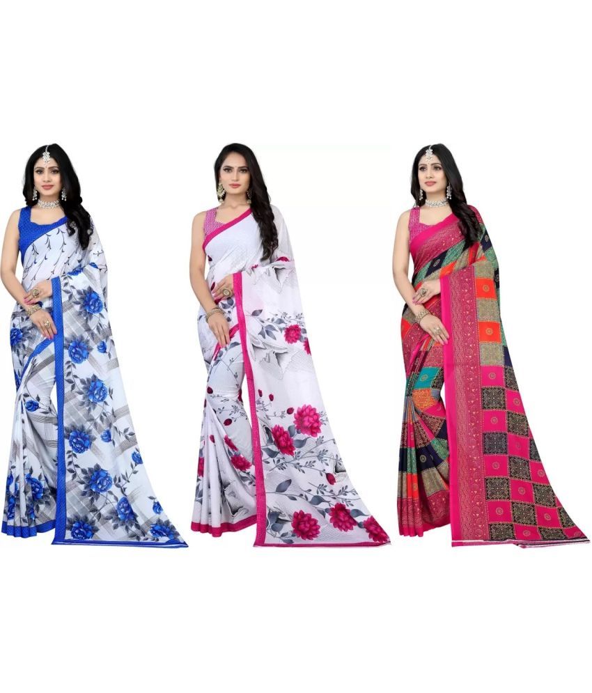     			LEELAVATI - Multicolor Georgette Saree With Blouse Piece ( Pack of 3 )