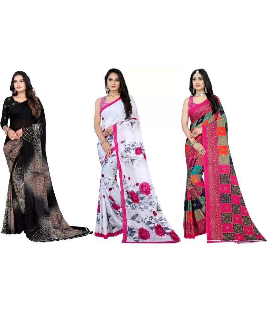     			LEELAVATI - Multicolor Georgette Saree With Blouse Piece ( Pack of 3 )