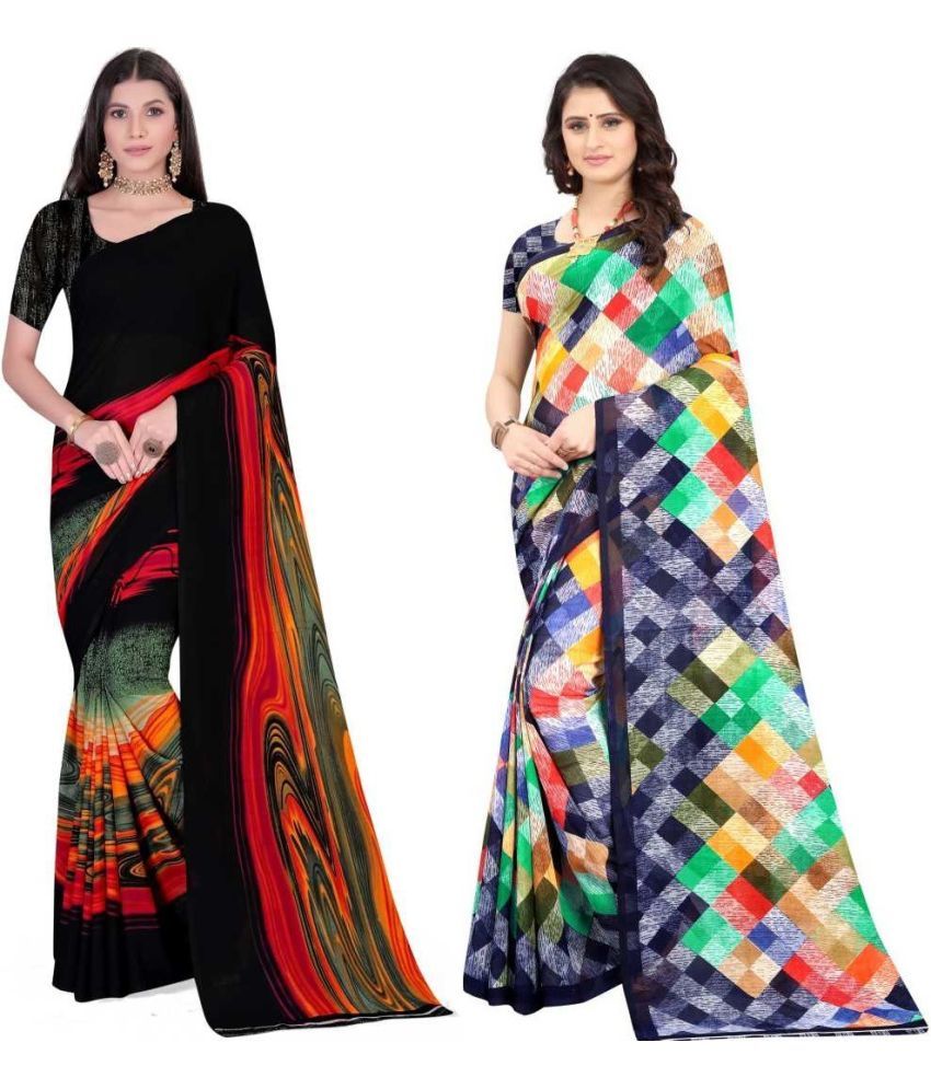     			LEELAVATI - Multicolor Georgette Saree With Blouse Piece ( Pack of 2 )