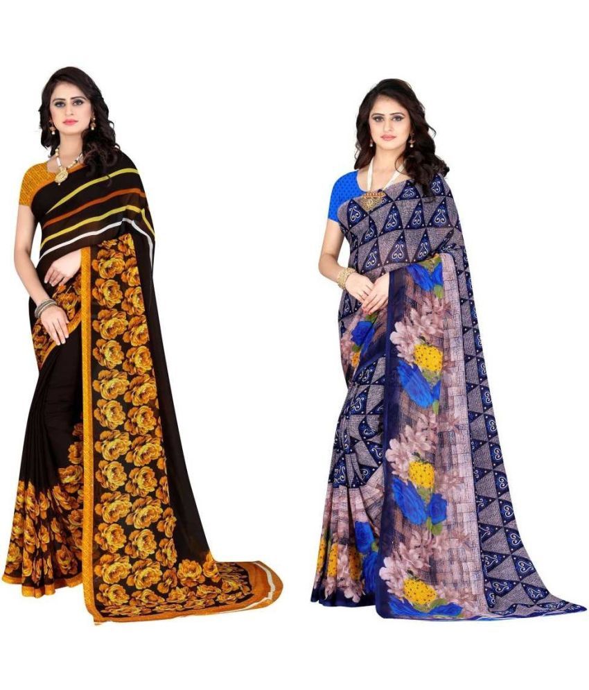     			LEELAVATI - Multicolor Georgette Saree With Blouse Piece ( Pack of 2 )