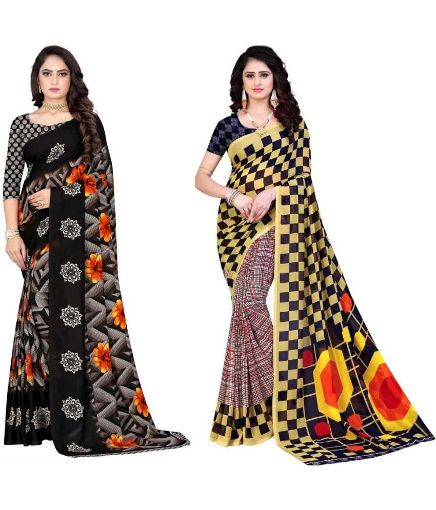     			LEELAVATI - Multicolor Georgette Saree With Blouse Piece ( Pack of 2 )