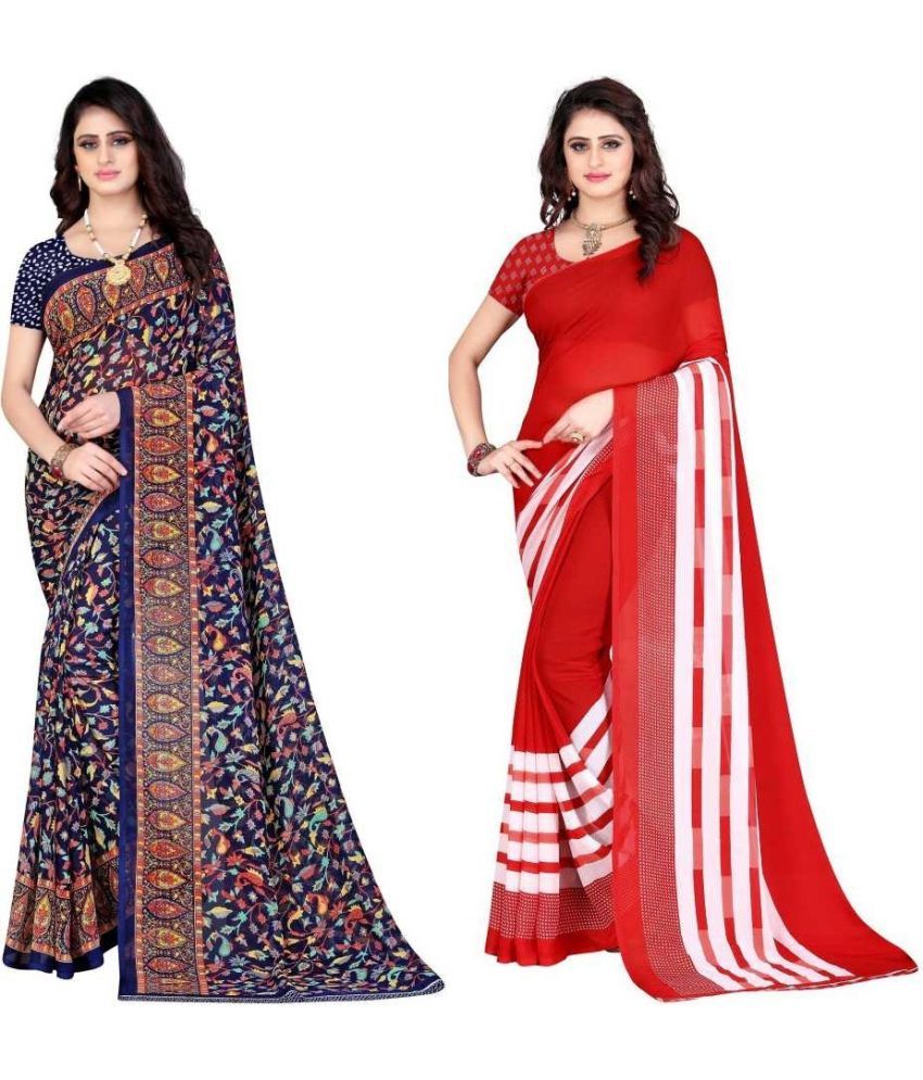     			LEELAVATI - Multicolor Georgette Saree With Blouse Piece ( Pack of 2 )