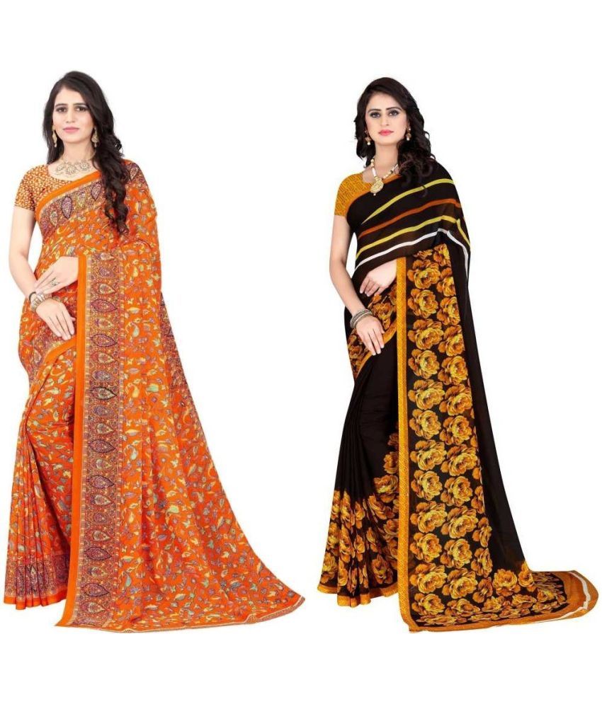     			LEELAVATI - Multicolor Georgette Saree With Blouse Piece ( Pack of 2 )