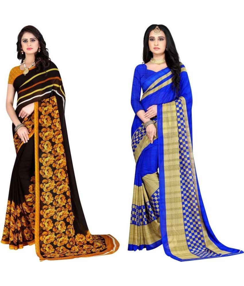     			LEELAVATI - Multicolor Georgette Saree With Blouse Piece ( Pack of 2 )