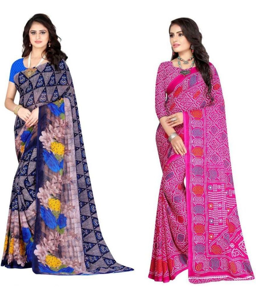     			LEELAVATI - Multicolor Georgette Saree With Blouse Piece ( Pack of 2 )