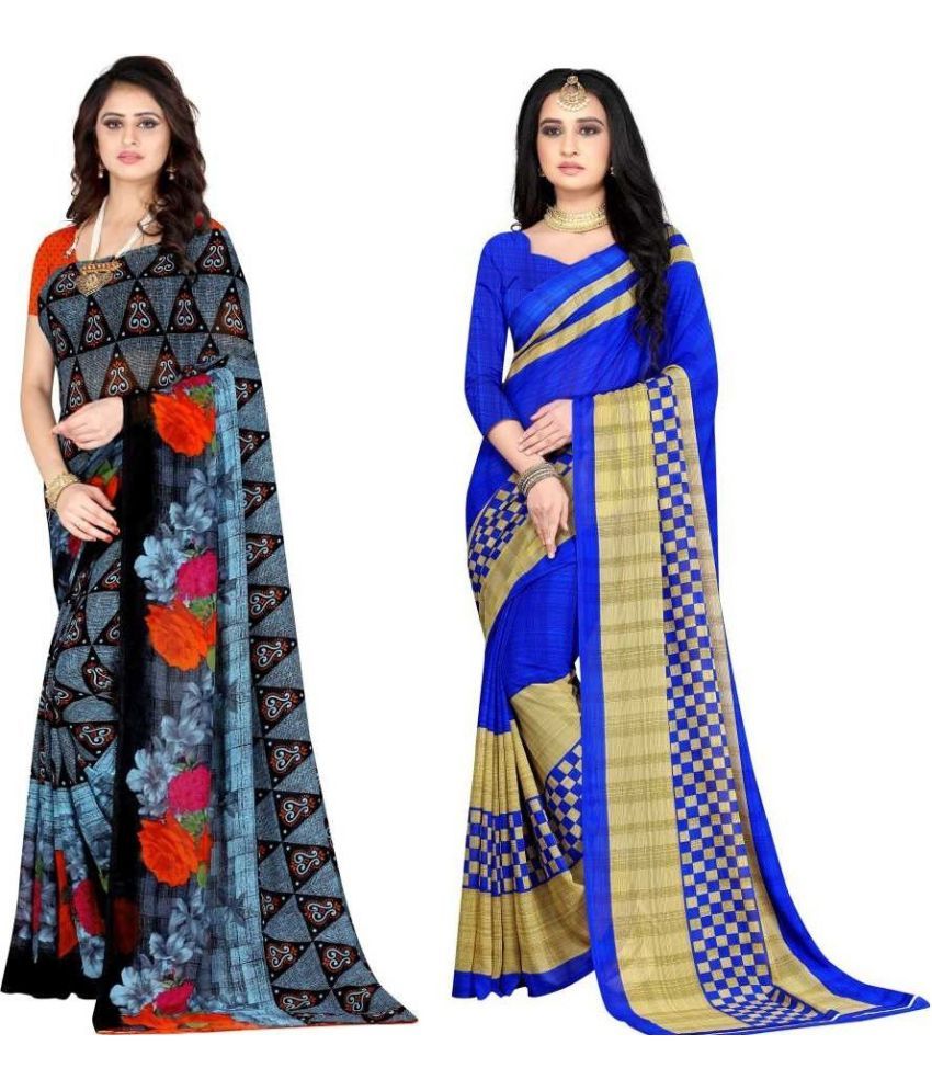     			LEELAVATI - Multicolor Georgette Saree With Blouse Piece ( Pack of 2 )