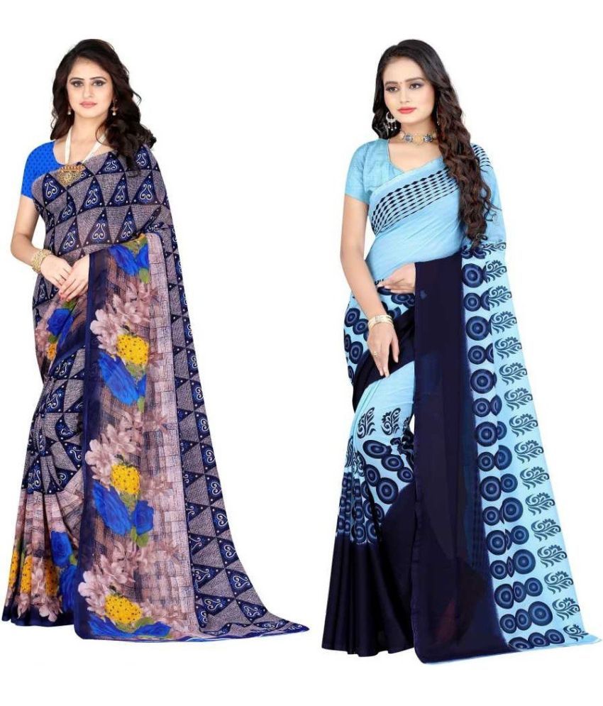     			LEELAVATI - Multicolor Georgette Saree With Blouse Piece ( Pack of 2 )